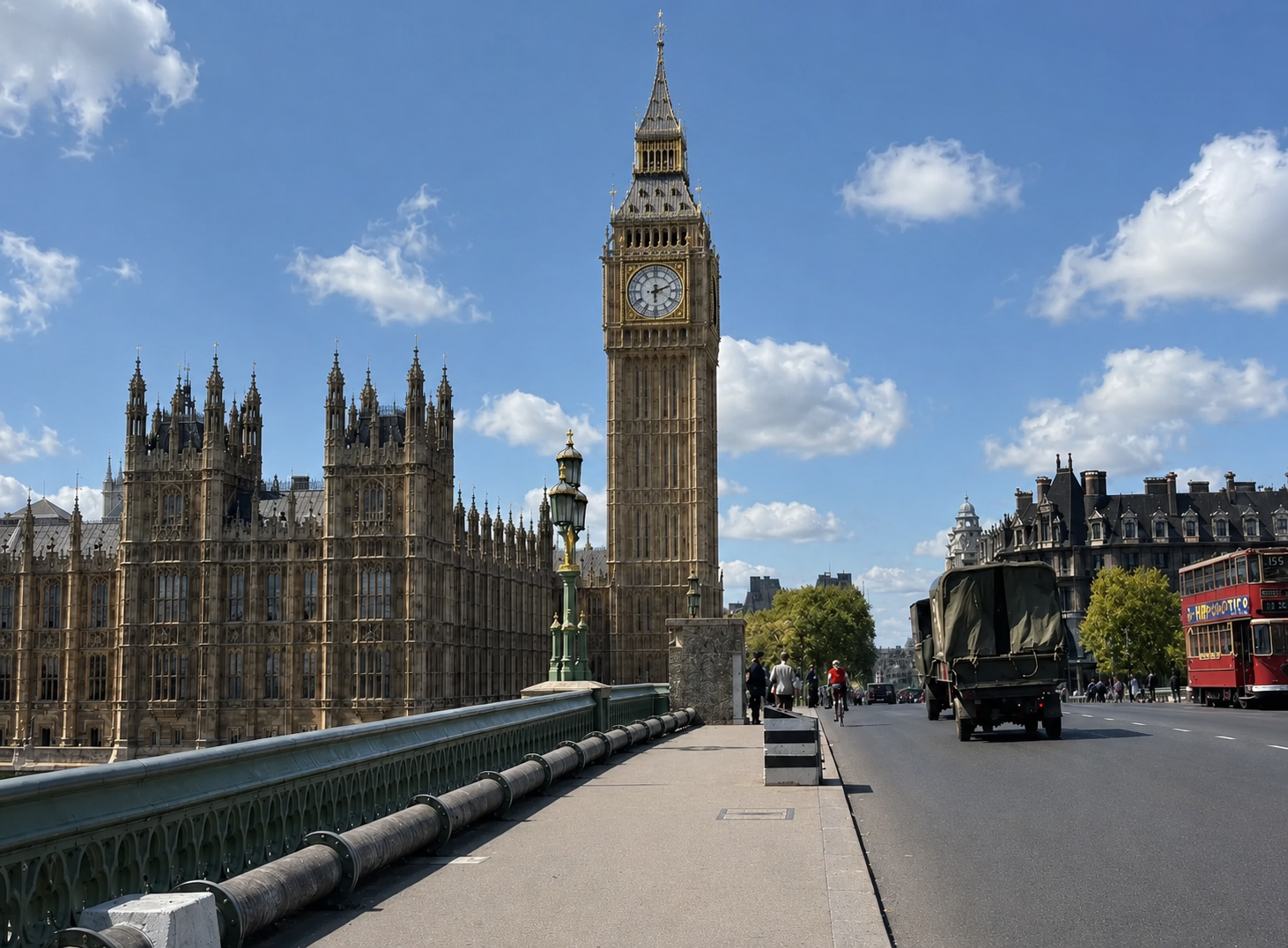The Palace of Westminster and Big Ben viewed from Westminster Bridge